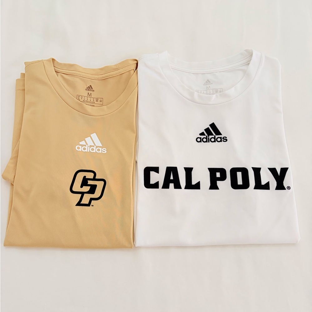 Adidas Aeroready Cal Poly Short Sleeve Tee — White and Gold - M - Active, EUC